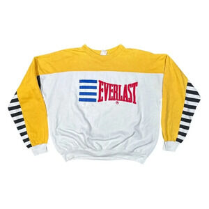 Vintage 80s Everlast Striped Colorblock Big Logo Sweatshirt Mens Medium